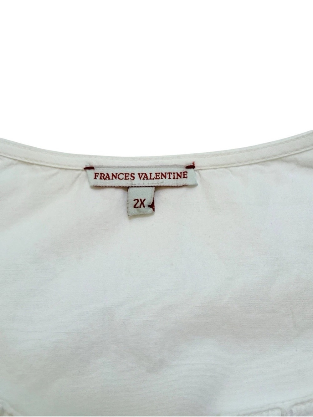 Frances Valentine White Cotton Women’s Blouse Top Sz 2XL - Picture 4 of 5